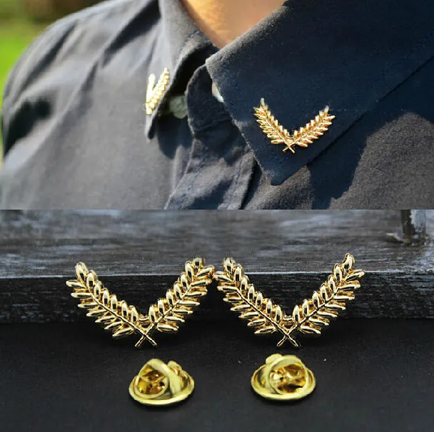 Mujeres hombres unisex hojas collar pin broche estilo europeo estilo de aleación chapado en oro collar pin broche