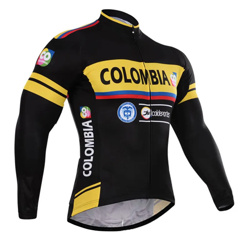 Colombia Team pro Winter Cycling Jersey Pants Set Ropa Ciclismo MTB Thermal Fleece Windproof Cycling Wear Bike Clothing Suit8941298