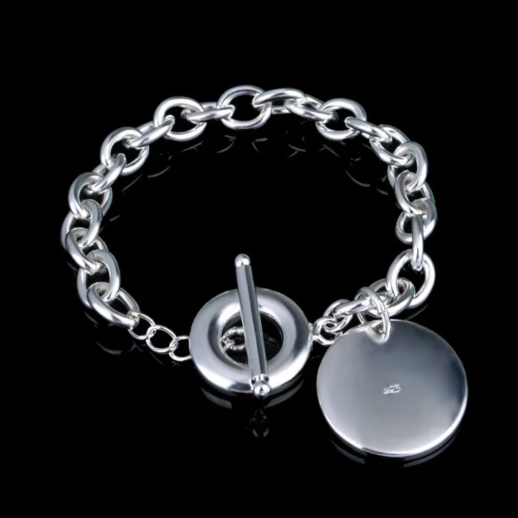Free Shipping with tracking number Top Sale 925 Silver Bracelet Europe licensing round TO Bracelet Silver Jewelry 20Pcs/lot cheap 1779