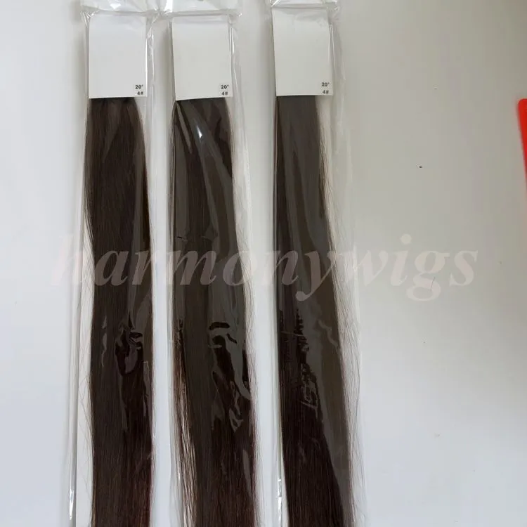 Cheveux brésiliens pré-collés I Tip Extensions de cheveux humains 50g 50 brins 18 20 22 24 pouces # 4 / Cheveux indiens raides brun foncé