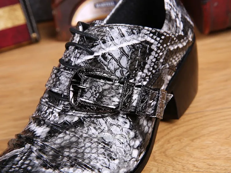2017 Mens Snake Skin Shoes Italian Men High Quality Leather Men Business Shoes Oxfords Platform Sapatos Masculino Wedding Party Shoes
