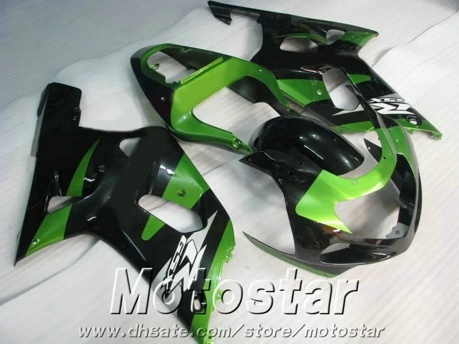 Top quality ABS fairings set for SUZUKI GSX-R600 GSX-R750 2001-2003 K1 black green fairing kit GSXR 600/750 01 02 03 SK52