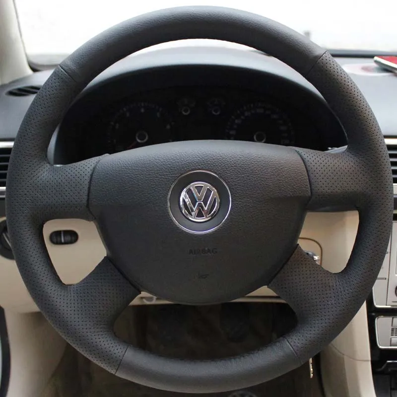 Steering wheel cover Case for Volkswagen VW old PASSAT B5 B6 Genuine leather DIY Car styling