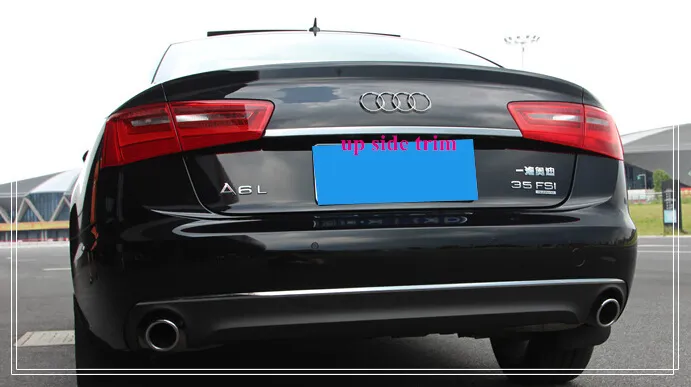 Kostenloser Versand! 2-teilige Zierleiste für den hinteren Kofferraum aus hochwertigem Edelstahl obere Zierleiste + untere Zierleiste für Audi A6L 2013–2015