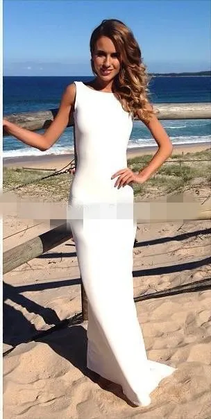Vestidos largos blancos sencillos clearance