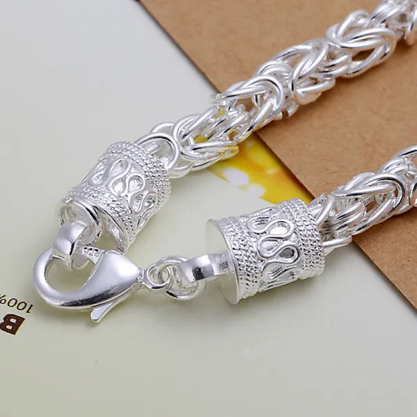 Gift 925 Silver New Leader Armband - Men DFMCH096 Helt nytt mode 925 Sterling Silver Plated Chain Link Armelets273r