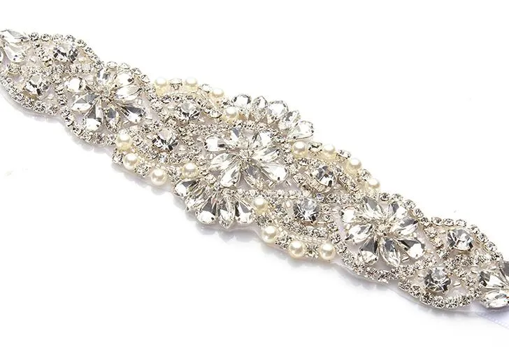 Bröllopsklänning Bälte och Sash Crystal i Silver Beaded Rhinestones för Bridal Gowns YS835