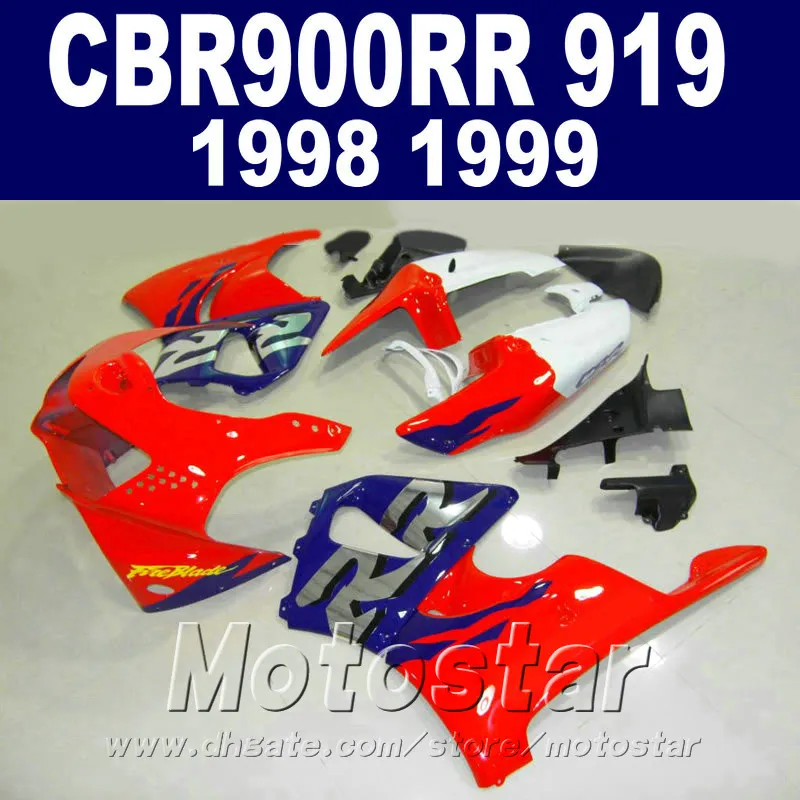 Free customize bodykits for Honda CBR900RR fairings 1998 1999 black red blue CBR919 98 99 CBR900 RR ABS fairing kit QD22