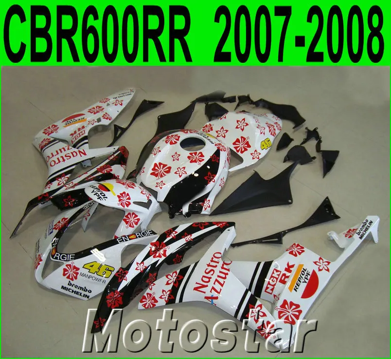 Injection molding ABS fairing kit for HONDA CBR600RR 07 08 fairings set CBR 600 RR F5 2007 2008 white black red motobike LY63