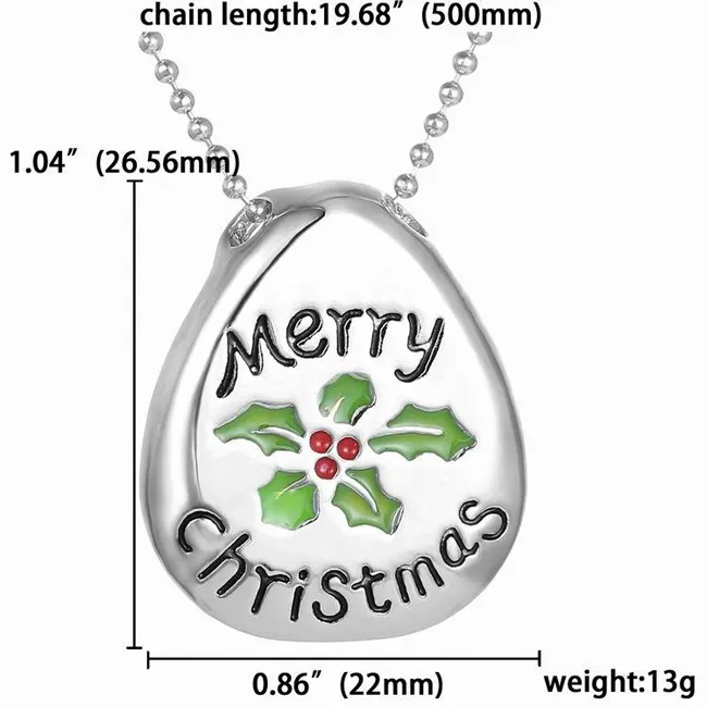 Hanger ketting belettering Merry Christmas Teardrop-vormige mode creatieve persoonlijkheid hot koop ketting 50cm kleding decoratie accessoire