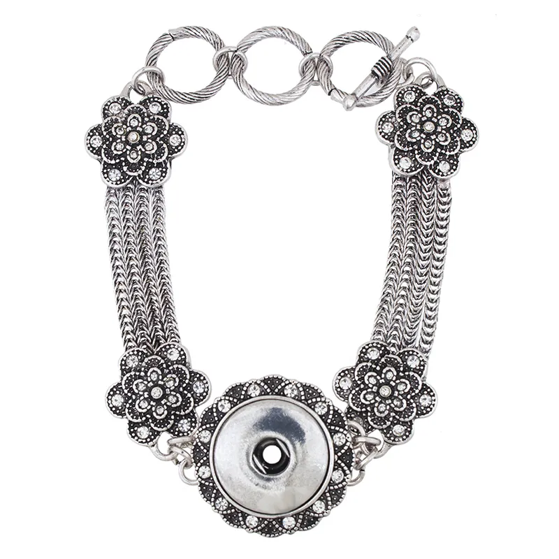 NBR860 vente chaude Snap Bracelet charme bracelets alliage Bracelet bouton pression bijoux 2015 mode Antique cristal unique boutons pression Hoders