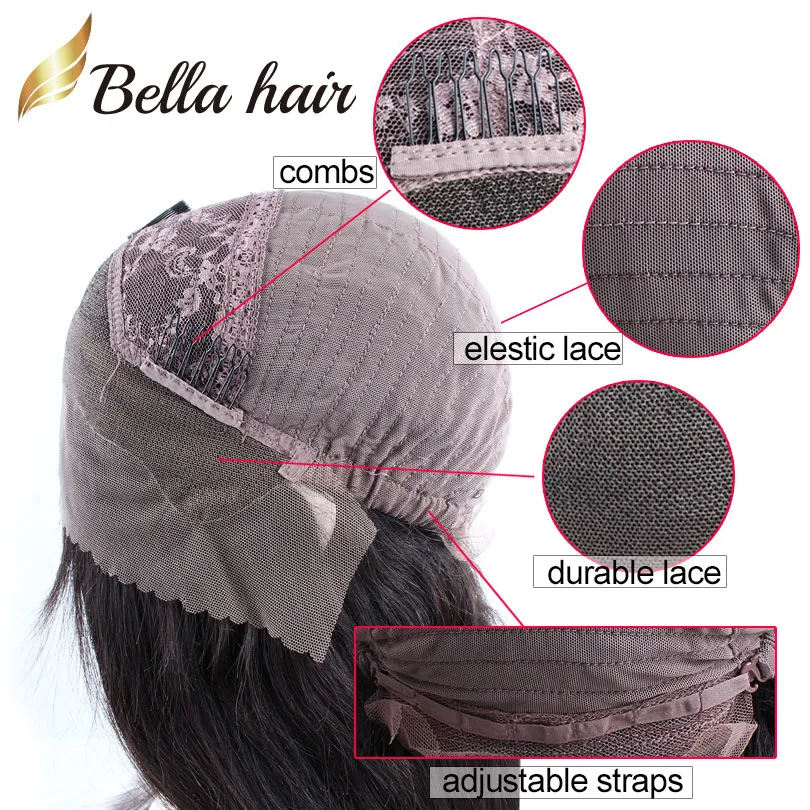 Glueless Brasileiro Ondulado Curto Corte Remy Virgem Cabelo Humano HD Transparente Lace Front Wigs Full Lace Peruca Para Mulheres Negras Único Bob Estilo Peruca Bella Hair