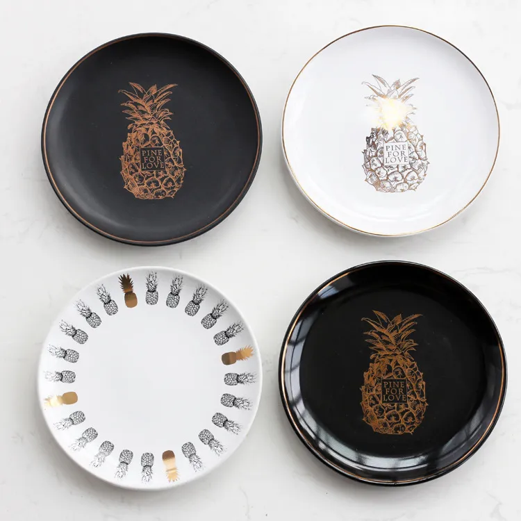 Gilding Pineapple Dinner Plates Multifunction Ceramic Candy Storage Tray Dishes For Wedding Party Decorations 13qj C RZ