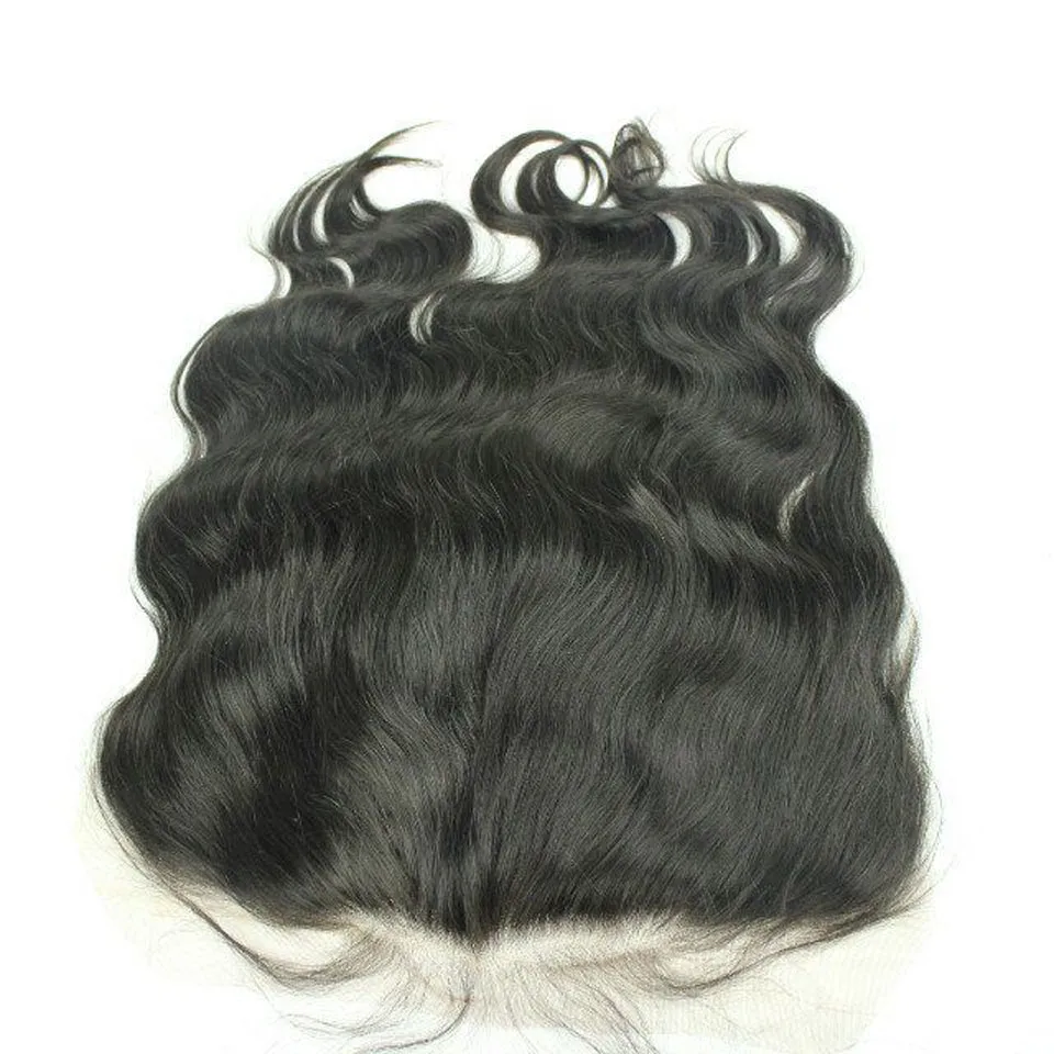 13X6 Chiusura frontale in pizzo trasparente Body Wave Capelli umani non trattati con nodi sbiancati