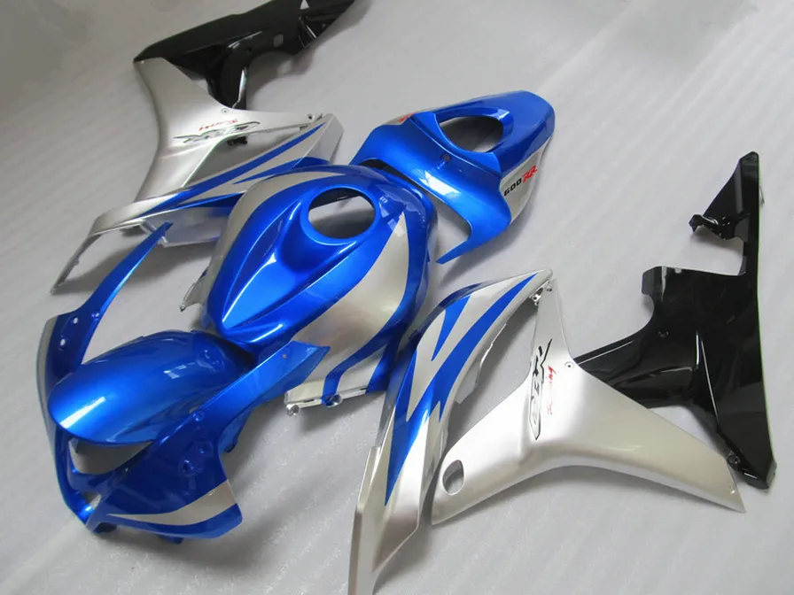 Kit carena spedizione gratuita HONDA Stampaggio a iniezione CBR600RR 2007 2008 bodykit CBR 600RR F5 07 08 carene blu argento nere KQ4