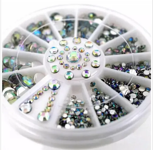 Nail Art Decorations 3d Nail Art Rhinestones Crystal Glitter Nails Wheel Dekorationer för DIY Studs Gratis frakt