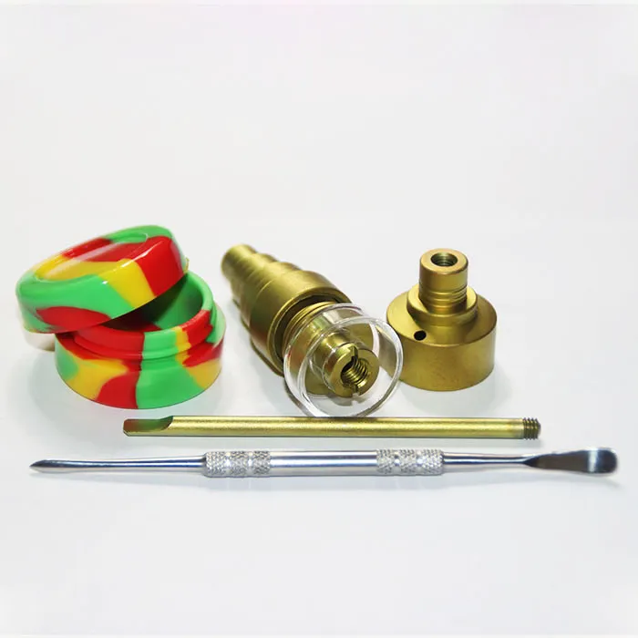 Domeless GR2 Clavos de titanio 10 mm 14 mm 18 mm Domeless Gr2 Clavos de colores con cuenco de cuarzo Color Carb Cap Tool Slicone Jar Container para Bongs Glass Pipes