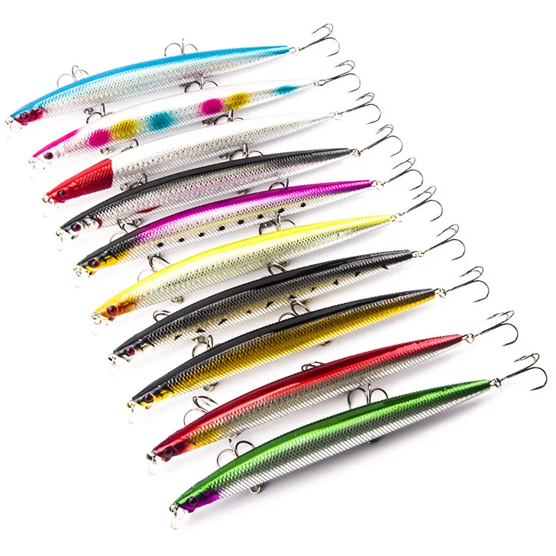 Grande Jogo Pesca Lápis Wobble Baitfish Lure 18cm 26G 2 # Ganchos Saltwater Crankbaits Minnow Walleye Bass Artificial Isca Hard