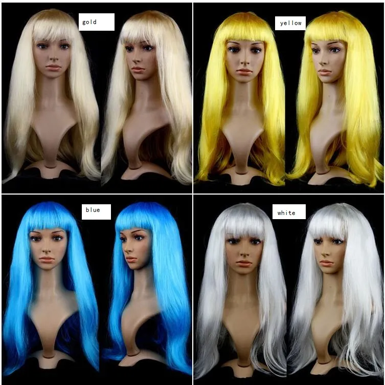 Parrucche colorate per donne capelli lunghi ondulati colorati parte  centrale parrucca sintetica multicolore resistente al calore per Natale  cosplay