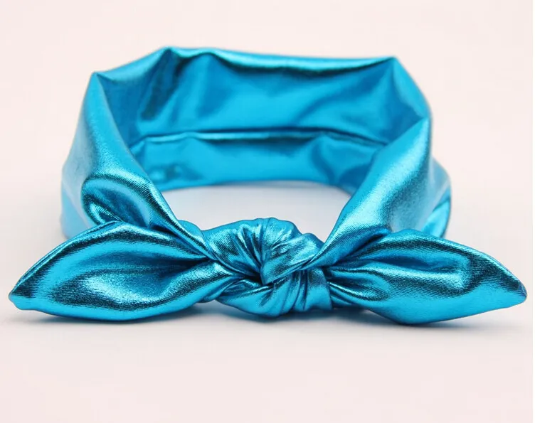 10st New Child Bronzing Turban Twist Headband Head Wrap Twisted Knot Baby Metallic Bunny Ears Bow Elastic Headband Vintage FD6538