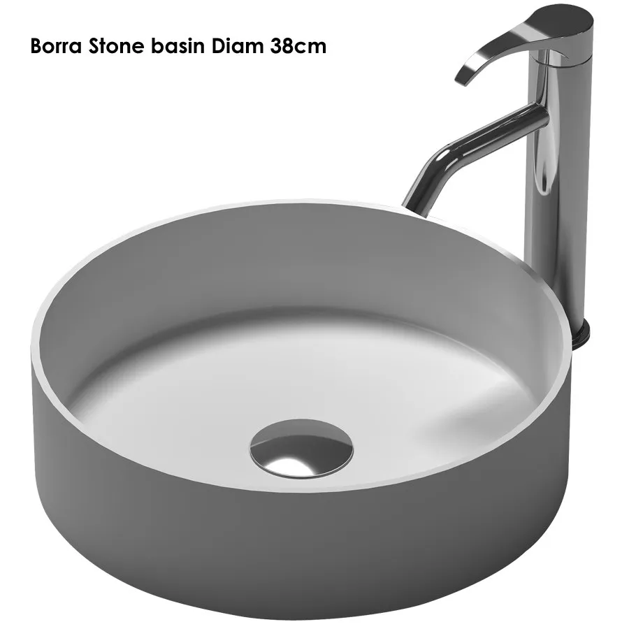 Round Solid Surface Stone Countertop Vessel Sink Cloakroom Vanity Wash Basin RS38334