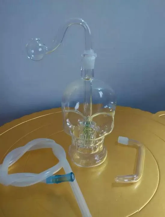 Livraison gratuite grossistes nouveaux os de crâne en verre Transparent dans le filtre narguilé/bong en verre + accessoires pot