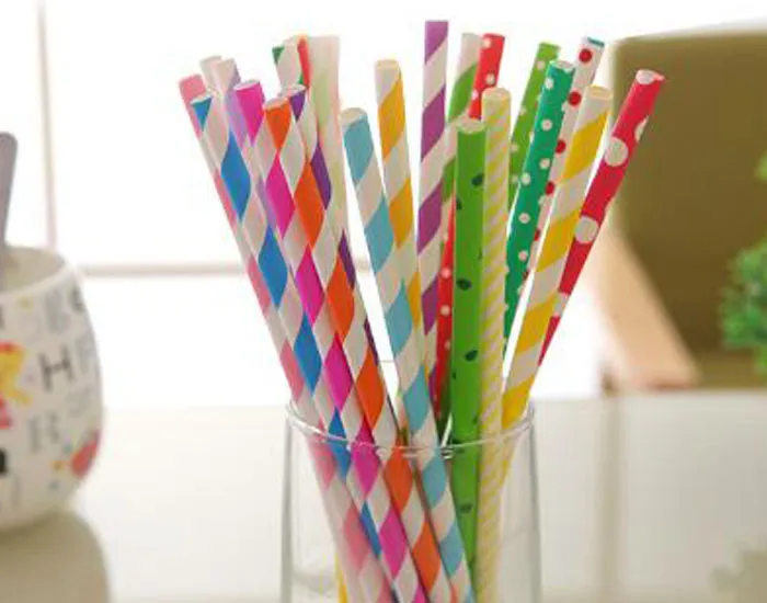 25 stks / pak kleurrijke chevron patronen streep papier rietjes eco vriendelijk drinkend papier rietjes voor party bruiloft benodigdheden