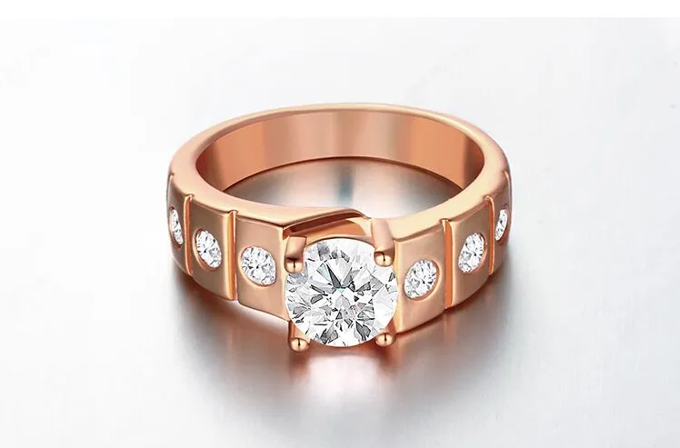 2015 new Noble K gold plating gentleman circular facet zircon fashion personality men Ring Gold/rose gold/perkin Size US8 US9 US10 