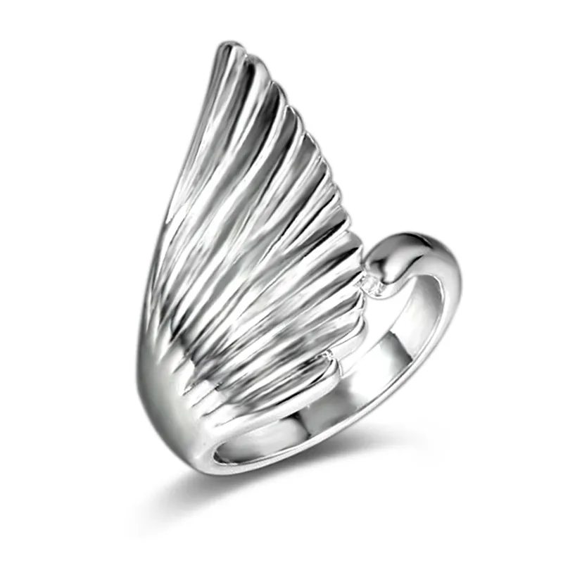 Gratis Verzending Nieuwe 925 Sterling Zilveren mode-sieraden Engelenvleugels met Witte Diamant Met Pave zirkoon ring heet verkoop meisje gift 1743
