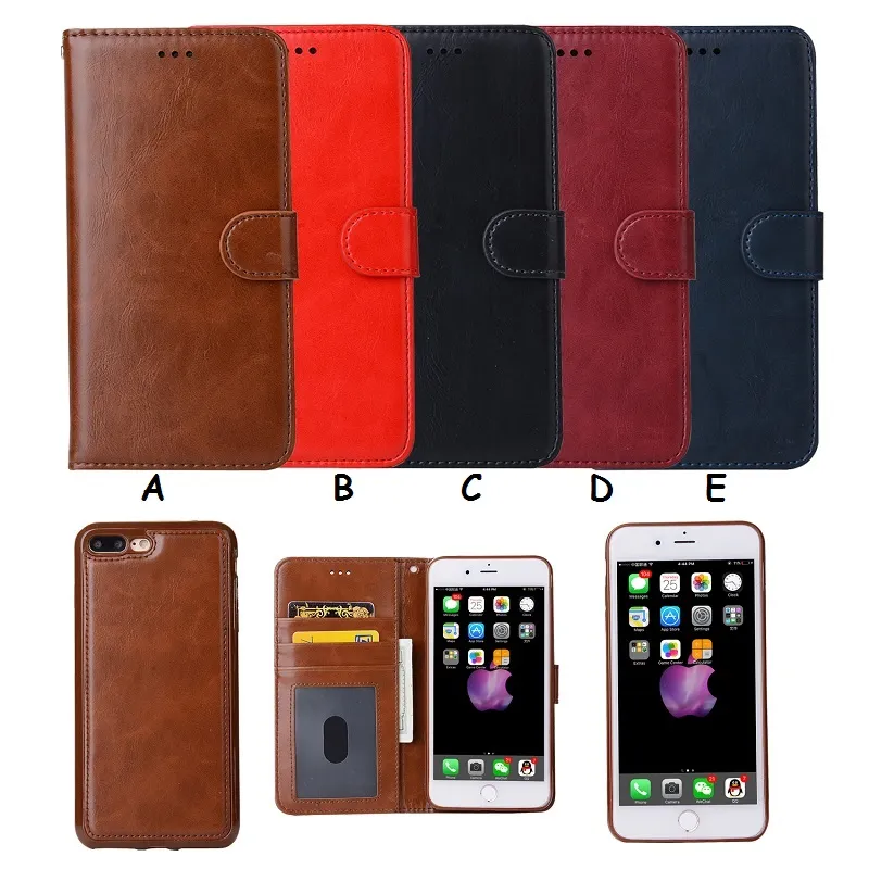 voor iPhone x 7 8 Plus Wallet Case 2in1 Multifunctionele PU-lederen telefoon gevallen met magnetische afneembare verwijderbare zachte TPU-boekencover