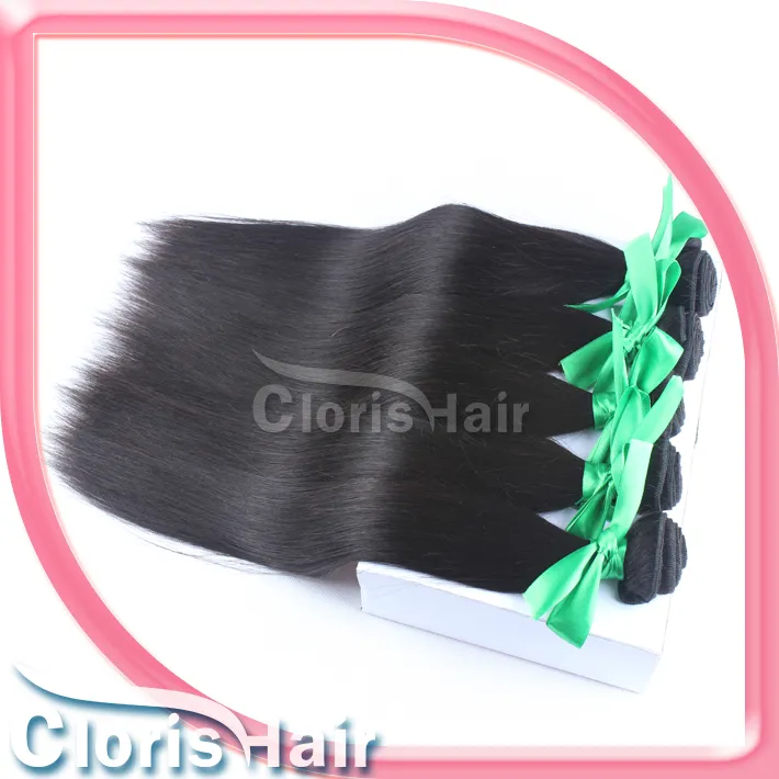 Populär 2 buntar Raw Virgin Indian Silky Straight Hair Weave Bundes Obehandlade Human Hair Extensions Deals Naturliga Hårväft kan färgas