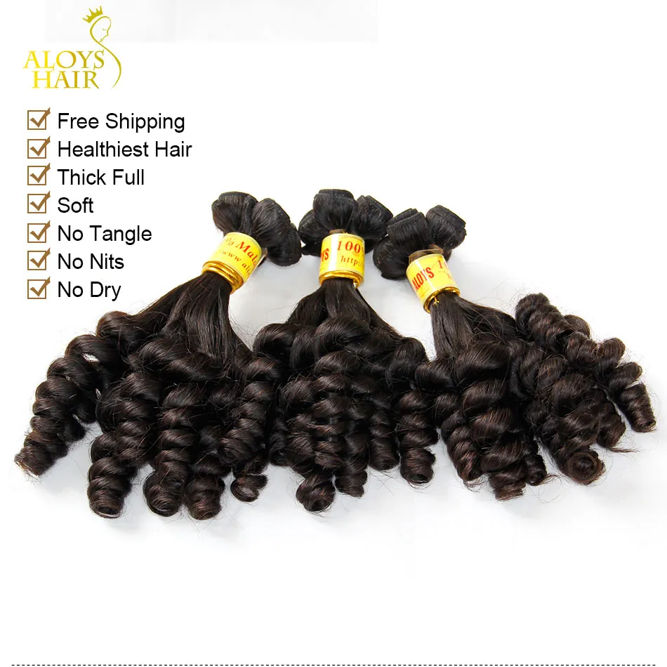 Aunty Funmi Hair Extensions Bouncy Romance Egg Spring Curls Grade 7A Unprocessed Virgin Malaysian Loose Curly Human Hair Weave 3/