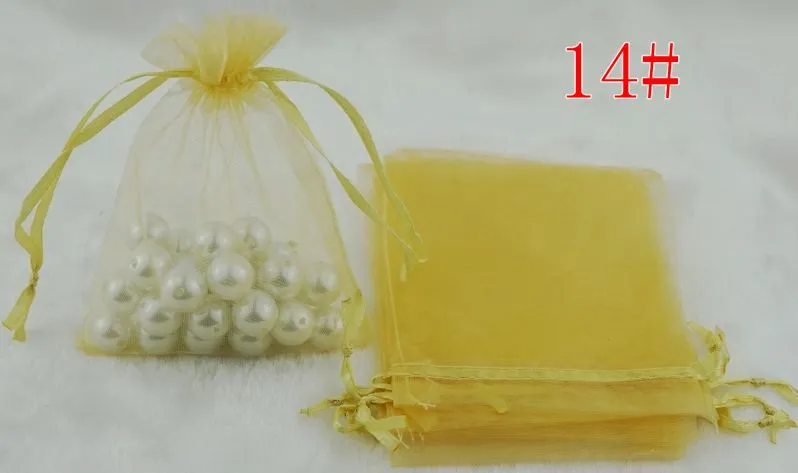 Heißer Verkauf! 100 stücke New Organza Hochzeit Gunsten Dekoration Geschenk Candy Taschen 7x9 cm 15 farbe