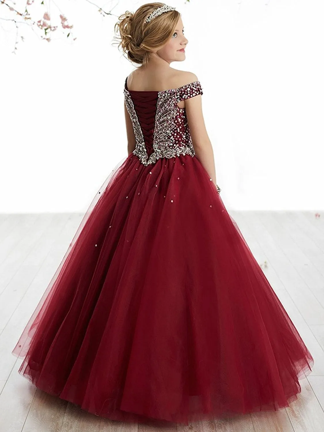 Eleganckie koraliki cekiny dziewczyny suknie konkursowe kryształowa dziewczyna sukienka do piłki dziecięcych Dzieciowe noszenie kwiatów sukienki dziewczynki na wesele