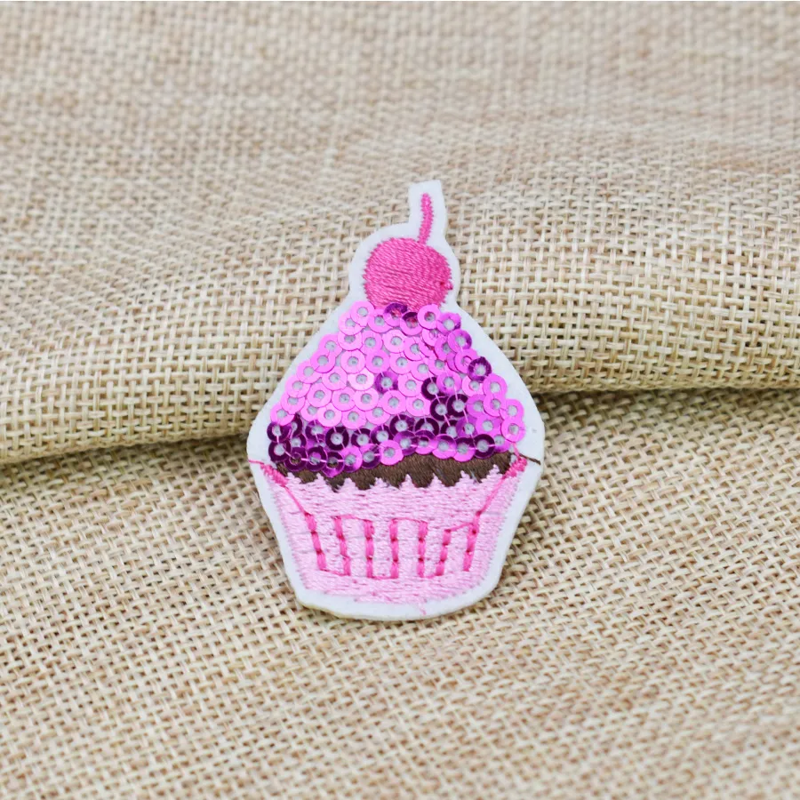 Sequined Cake Embroidery Patches for Clothing Bags Iron on Transfer Applique Sequins Patch for Garment DIY Sew on Embroidery236K