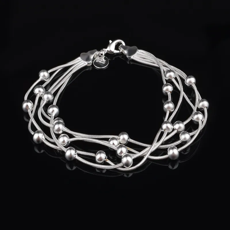 Gratis frakt med spårningsnummer Toppförsäljning 925 Silver Armband Light Bead Snake Chain Armband Silver Smycken 20stCheap 1793
