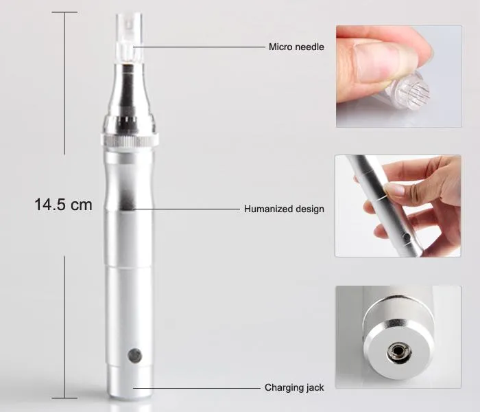 White New Electric Auto Derma Pen Therapy Stamp Anti-aging Facial Micro Needles electric pen With retail packing