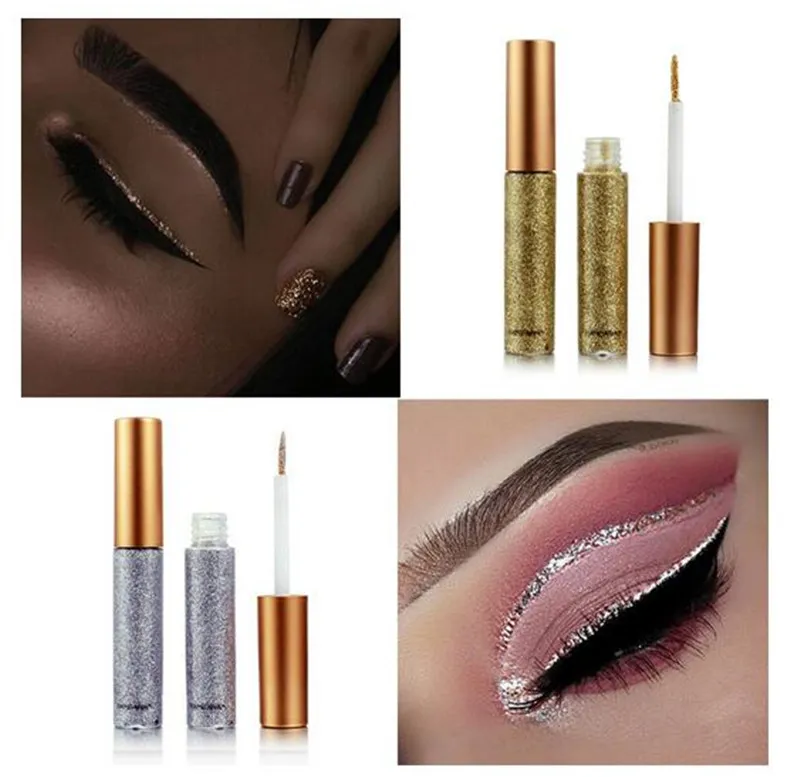 Hot 10 Couleurs Blanc Or Glitter Eyeliner Fard À Paupières Facile à Porter Étanche Liquide Eyeliner Maquillage Shinny Shimmer Eye Liner