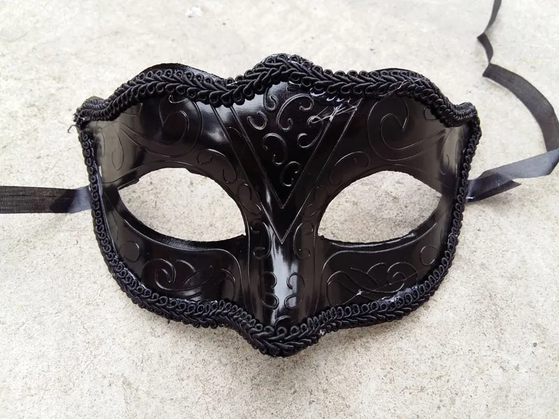 Womens Girls Black Lace Edge Venetian Masquerade Party Máscara negra Mardi Gras Half Face Mask / 