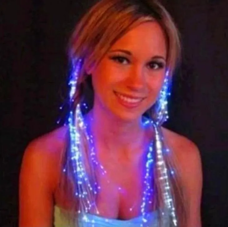 Luminous Light Up LED Hair Extension Flash Braid Party Girl Hair Glow by Fiber Optic Christmas Halloween Night Lights Decoration