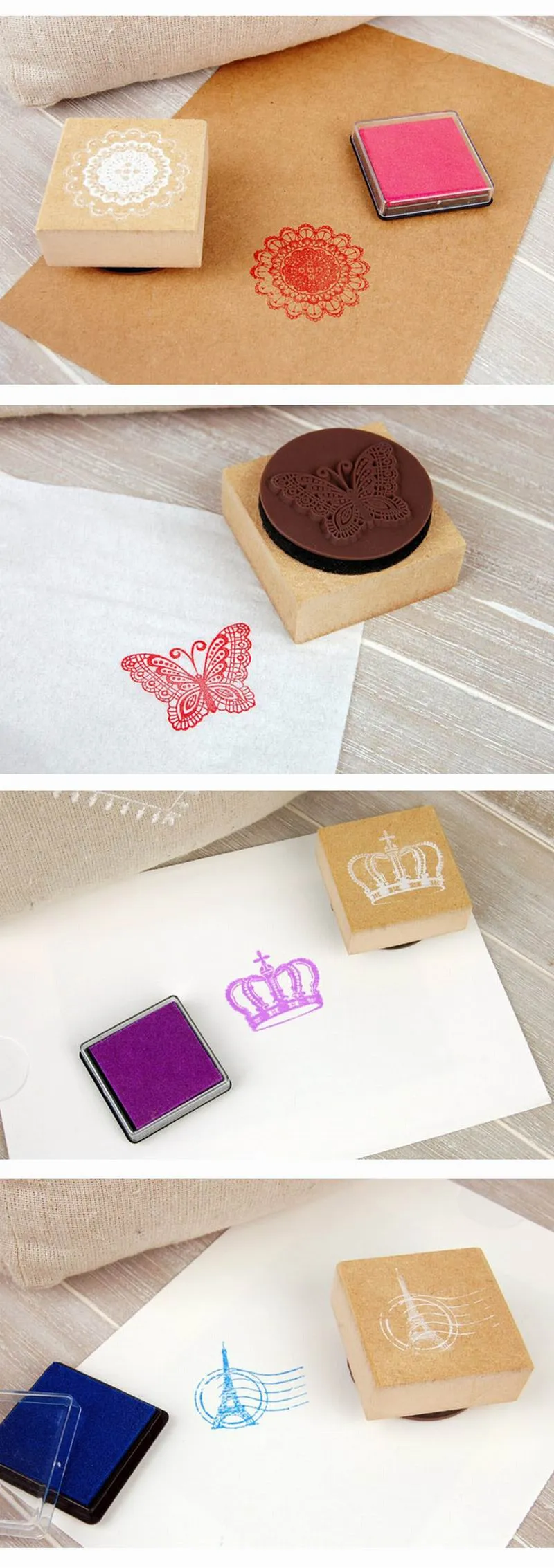 Vintage Lace Series Stamp Butterfly/Tower/Crown DIY Gift Stamps