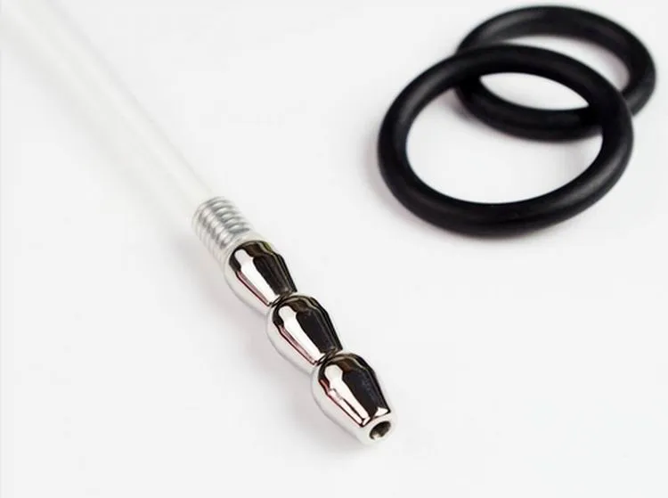 250mm Stainless Steel Silicone Hose-Connected Urethral Tube Penis Plug Urethra Sounds Sex Toy Stretching Chastity Device