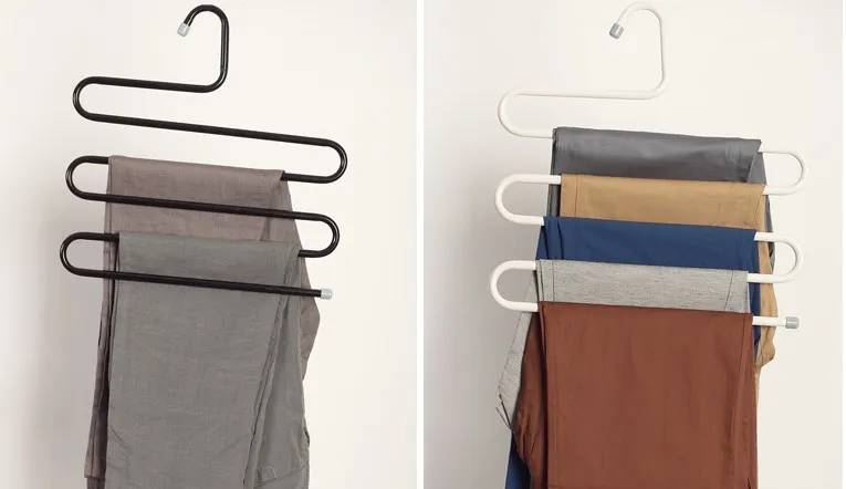 10 PZ S-tipo Pantaloni Rack Pantaloni In Metallo Appendiabiti Negozio di Abbigliamento Più Strati di Stoccaggio Pantaloni Rack Armadio Porta Cintura Rack