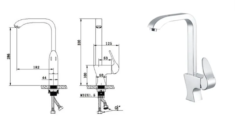 2015 New Arrival High Quality Lead Free Water saving Brass Chrome Single Handle Kitchen Faucet Mixer Tap