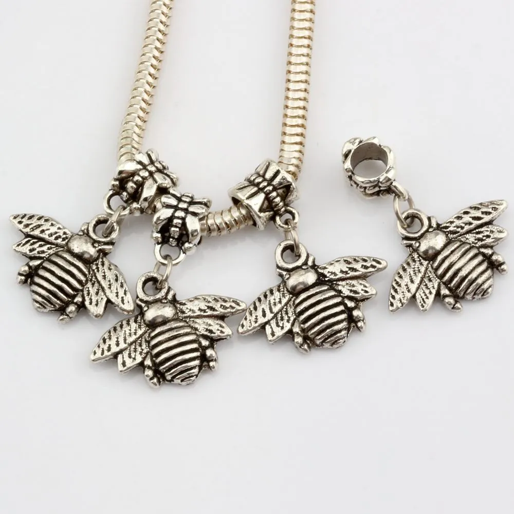 Antique Silver Bees Charms Charm Pendant For Jewelry Making Bracelet Necklace DIY Accessories 28*21mm