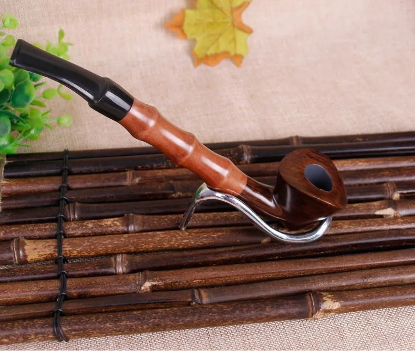 Ebony Wood Bamboo Pipe Box Wood Filter Pipe Long Rod Straight Pipe Creative Old Wooden Bucket