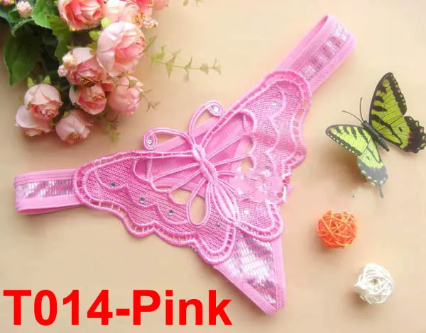 Wholesale women Sexy Lace Thongs G-string Panty Lingerie Underwear Open Crotch butterfly Hollow T014