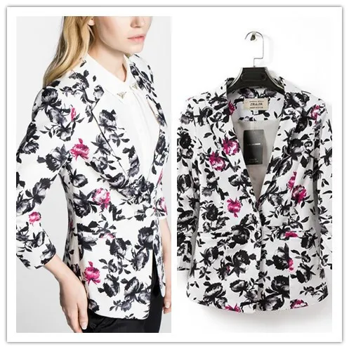 neue mode 2015 marke damen blaser single button floral blazer frauen blazer und jacken blazer feminino anzugjacke FG1510