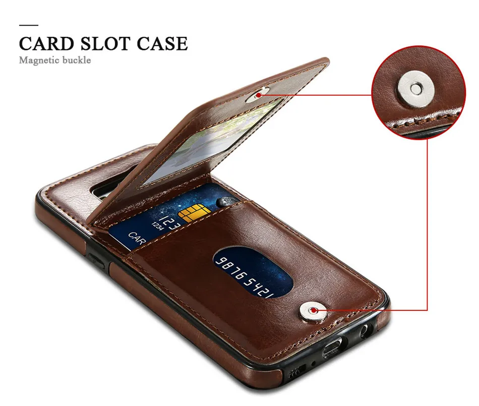 خمر الأعمال حقيبة جلد لسامسونج غالاكسي S6 S7 حافة بطاقة فتحة محفظة فاخرة غطاء لسامسونج غالاكسي S8 S8 زائد