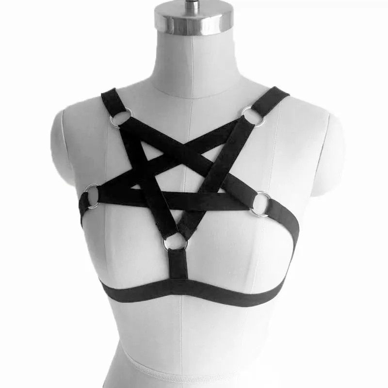2017 New Fashion Pastel Goth Pentagram Bust Bondage Bra Sexy Lingerie  Gothic Garter Belt Elastic Caged Women Belt Bdsm Female From Charitystore,  $13.39